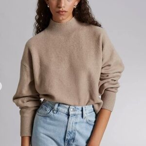 & Other Stories Mock Neck Sweater Small Tan